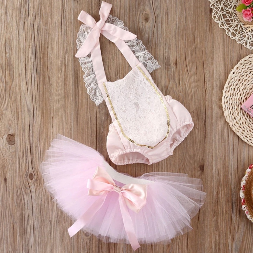 Cake smash baby girl romper tutu lace dress